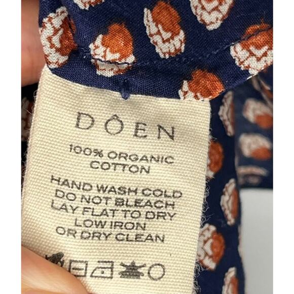 DOEN Sz S Small Vittoria Dress Puff Long Sleeve Midi Harbor Medallion Blue Fall - Picture 5 of 13